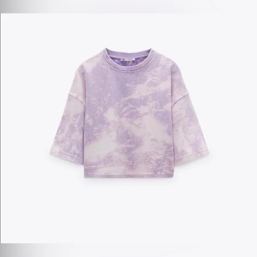 Zara Purple Pink Tie-Dye Oversized Cropped Top Small